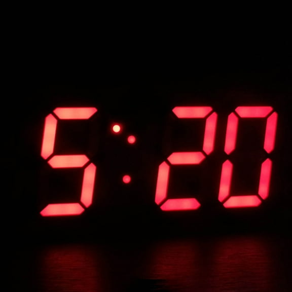Large Digital LED Wall Clock, Wenini Acrylic Glowing Night Mode Adjustable Table Clock, Home Office Living Room Bedroom Decor with Remote Control Temperature Display, Red