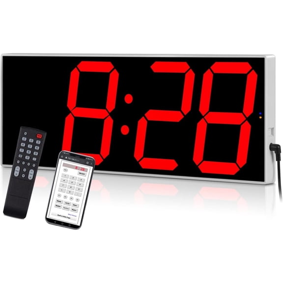 Large Digital LED WiFi Wall Clock with 6" Single Digit, Countdown, DST, Multifunction WiFi Digital Wall Clock (Red)