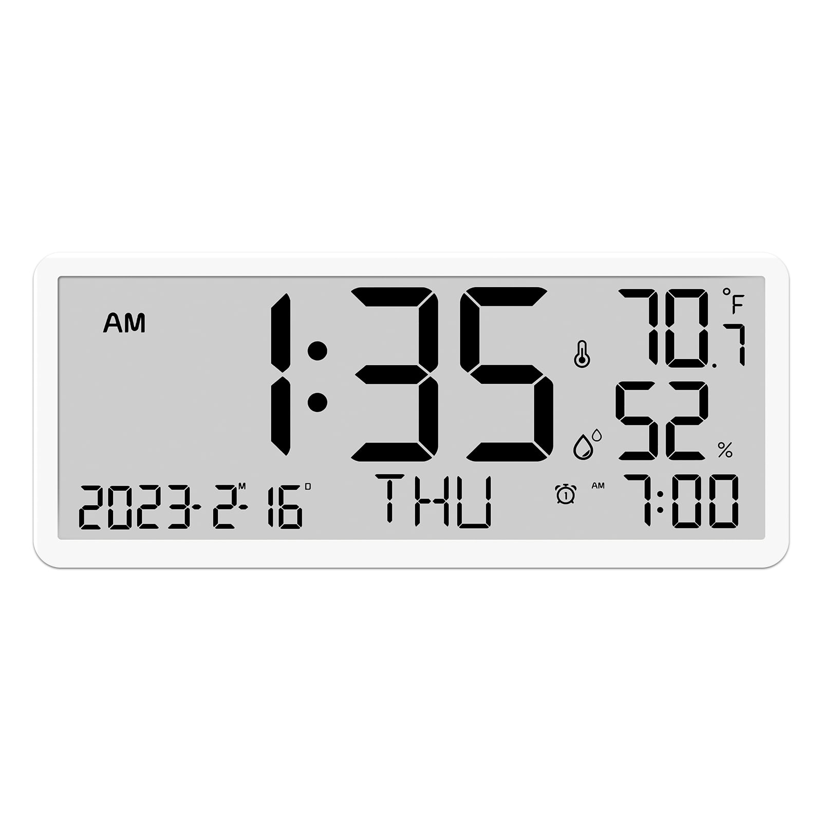 Large Digital Wall Clock with LCD Screen Battery Powered Large Display