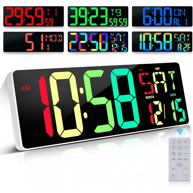 Large Digital Wall Clock Large Display 17.2