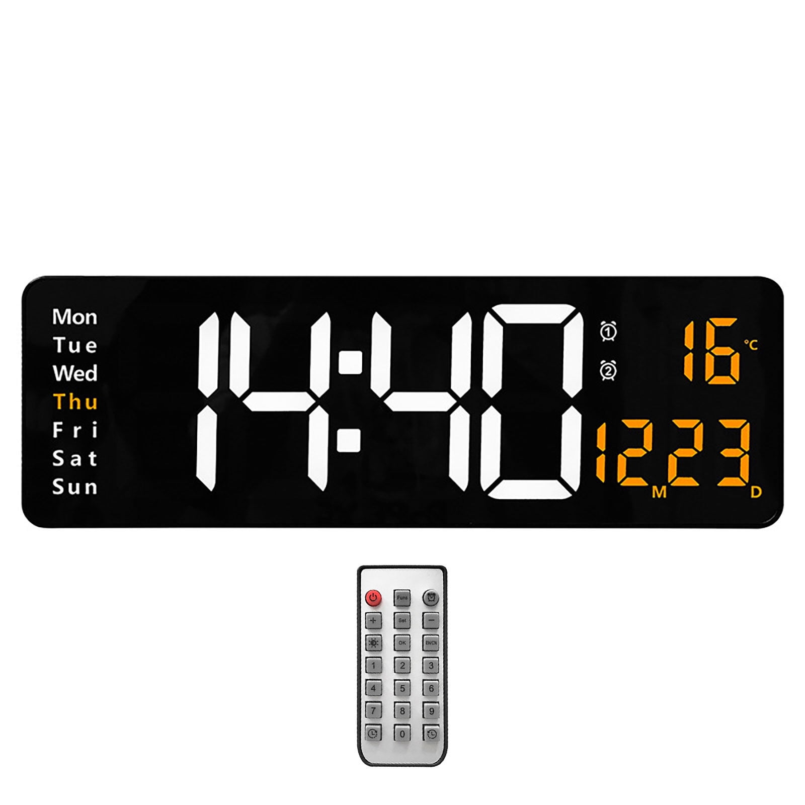 Large Digital Wall Clock with Remote Control, 16.5 Inch LED Large