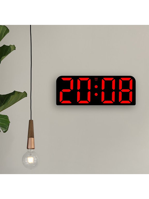 Large Digital Wall Clock with Temperature and Humidity, Usupdd LED Table Clock 3 Display Modes 12/24H, Electronic Alarm Clock with Date Week Countdown for Bedroom Office, Red