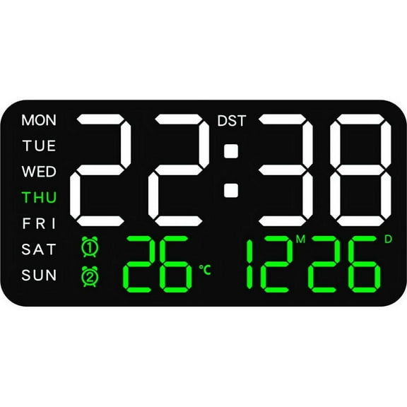Large Digital Wall Clock with Big LED Screen, Adjustable Brightness, Electric Display Clock for Living Room, Bedroom, Office