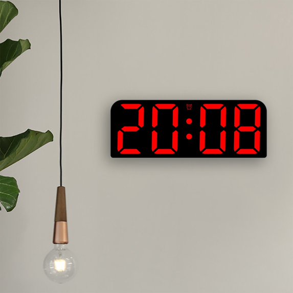 Large Digital Wall Clock with Temperature Humidity Display 3 Alarm Modes 12/24H LED Table Clock Countdown Timer Night Light for Home Office Bedroom