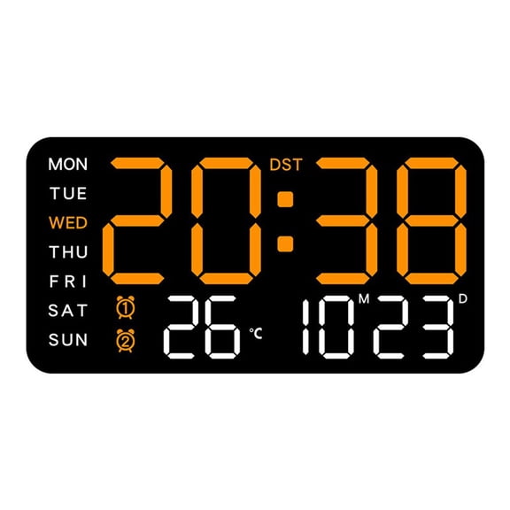 Large Digital Wall Clocks Week Date Temperature Display Voice Control Tables Led 12/24H Alarm Clock Brightness Adjustable Clock