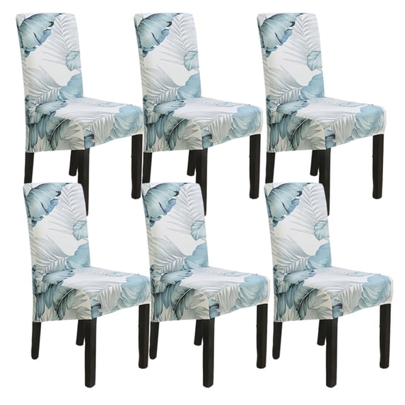 Large Dining Chair Covers,XL Stretch Printed Chair Protector Universal Removable Washable Anti-Dust Modern Spandex Chair Slipcovers for Kitchen Hotel Wedding-6 Pcs-B