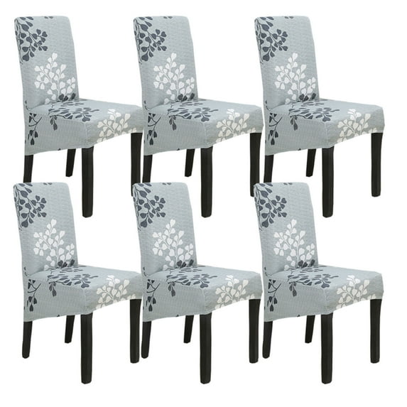 Large Dining Chair Covers,XL Stretch Printed Chair Protector Universal Removable Washable Anti-Dust Modern Spandex Chair Slipcovers for Kitchen Hotel Wedding-6 Pcs-F