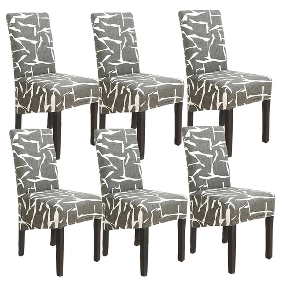 Large Dining Chair Covers,XL Stretch Printed Chair Protector Universal Removable Washable Anti-Dust Modern Spandex Chair Slipcovers for Kitchen Hotel Wedding-6 Pcs-D