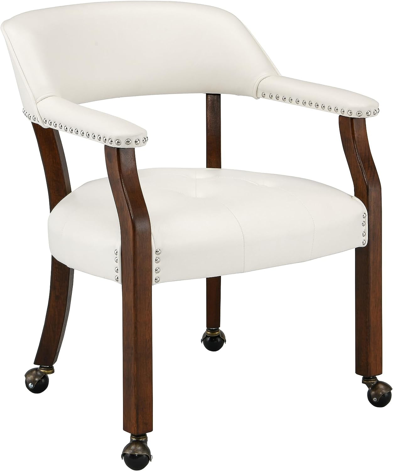 Large Dining Chairs with Casters and Arms, Rolling Dining Chairs with Wheels, Accent Game Chairs