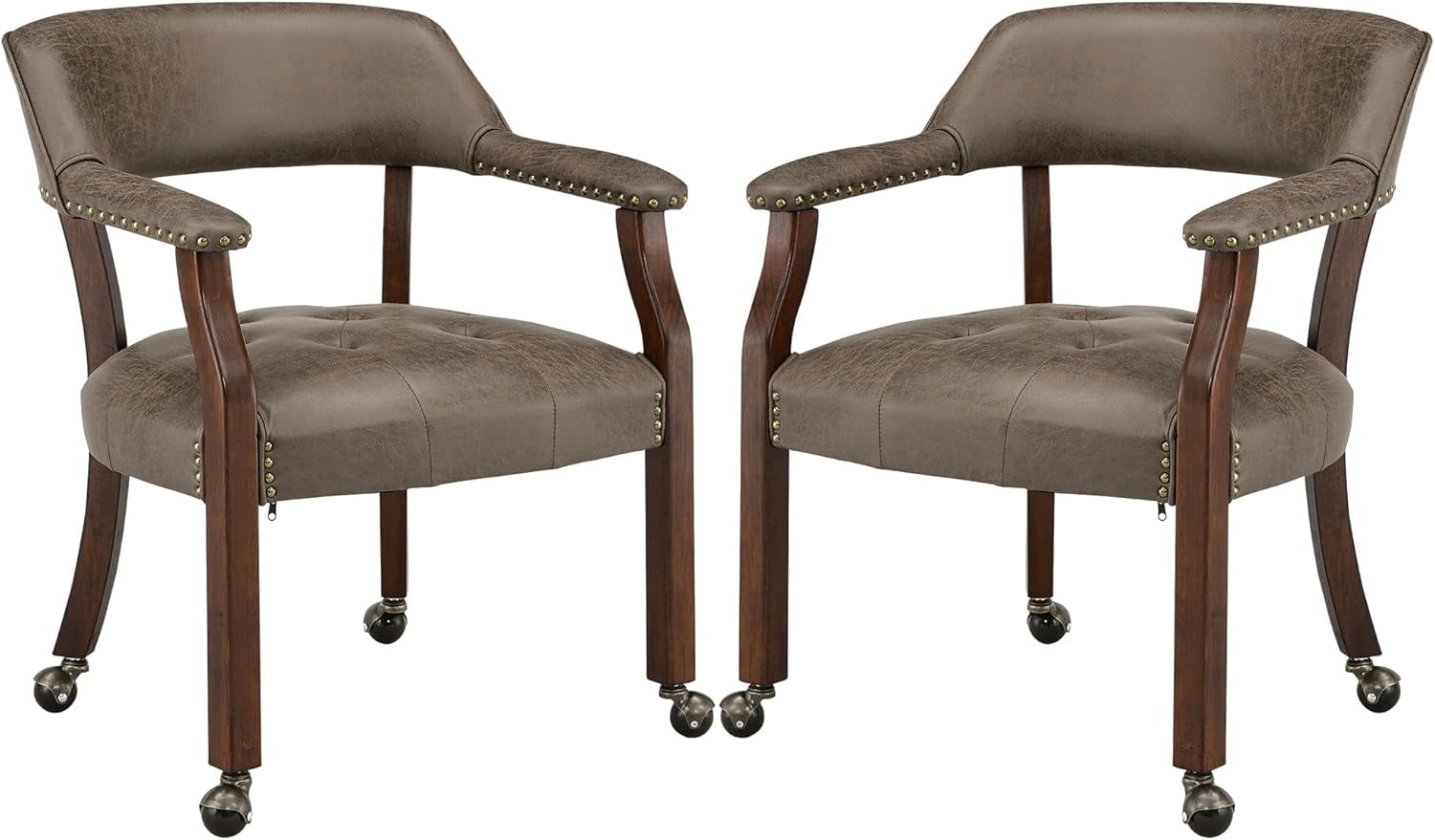 Large Dining Chairs with Casters and Arms Rolling Dining Chairs with ...