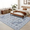 thumbnail image 1 of Large Dining Room Rug 10x13 Oriental Medallion Non-Slip Vintage Distressed Stain-Resistant Low Pile Easy to Clean Indoor Blue, 1 of 8
