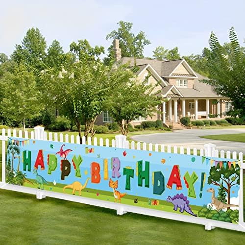 Large Dinosaur Happy Birthday Banner, Watercolor Dinosaur Birthday ...