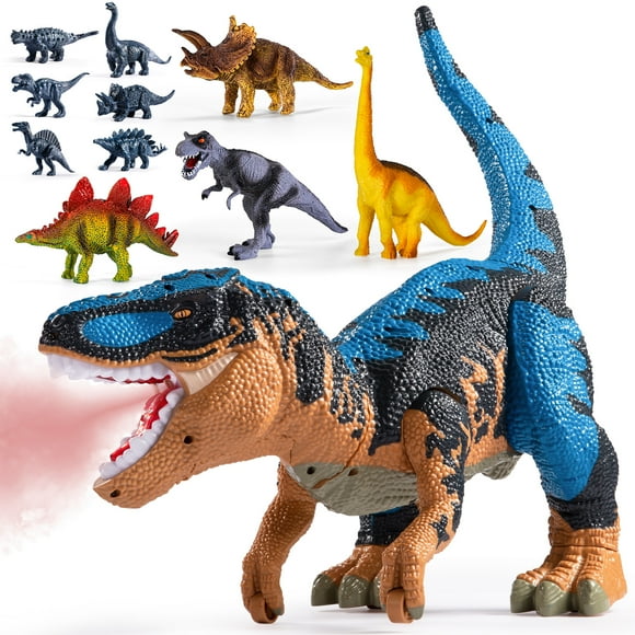 Large Dinosaur Toys for Kids Boys Toddlers 3 4 5 6 7 Years, Tyrannosaurus Dinosaur with Mist Spray, Light and Sound, Big Dinosaur Stored 4 Dinosaurs and 6 Small Dinosaurs Toys, Birthday Gifts