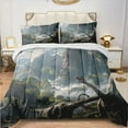 thumbnail image 1 of Large Dinosaurs And A River With A Volcano (30) Comforter Set With 2 Pillowcases，3 Pcs Bedding For Adults Comforter Set For Bedroom Bed Decor Queen Size, 1 of 7