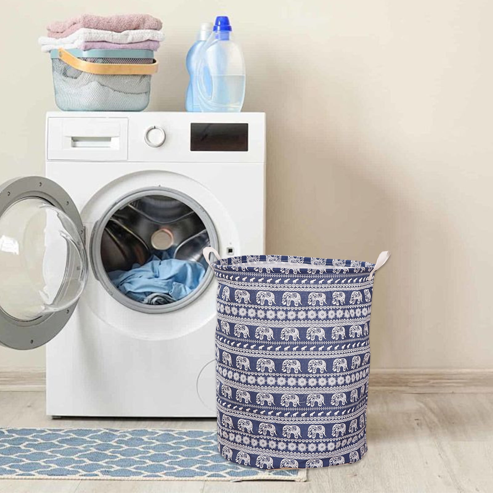 Large Dirty Clothes Laundry Basket,Laundry Cotton Linen Bag Washing Bin ...