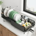 thumbnail image 1 of Large Dish Drying Rack - Expandable (19.3" to 29.4") Dish Rack for Kitchen Counter, Stainless Steel Dish Drainer with Utensil Holder, Pan Holder & Pot Lid Holder, Black, 1 of 9