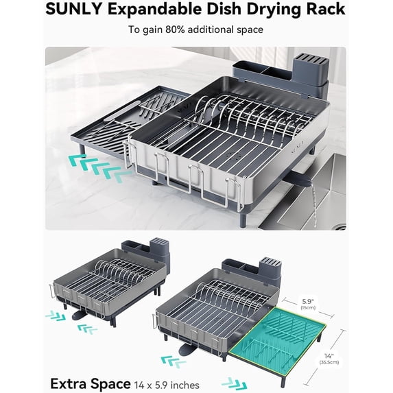 Metal Bee Key Rack Large Dish Drying Rack, Expandable Dish Racks for Kitchen Counter ...