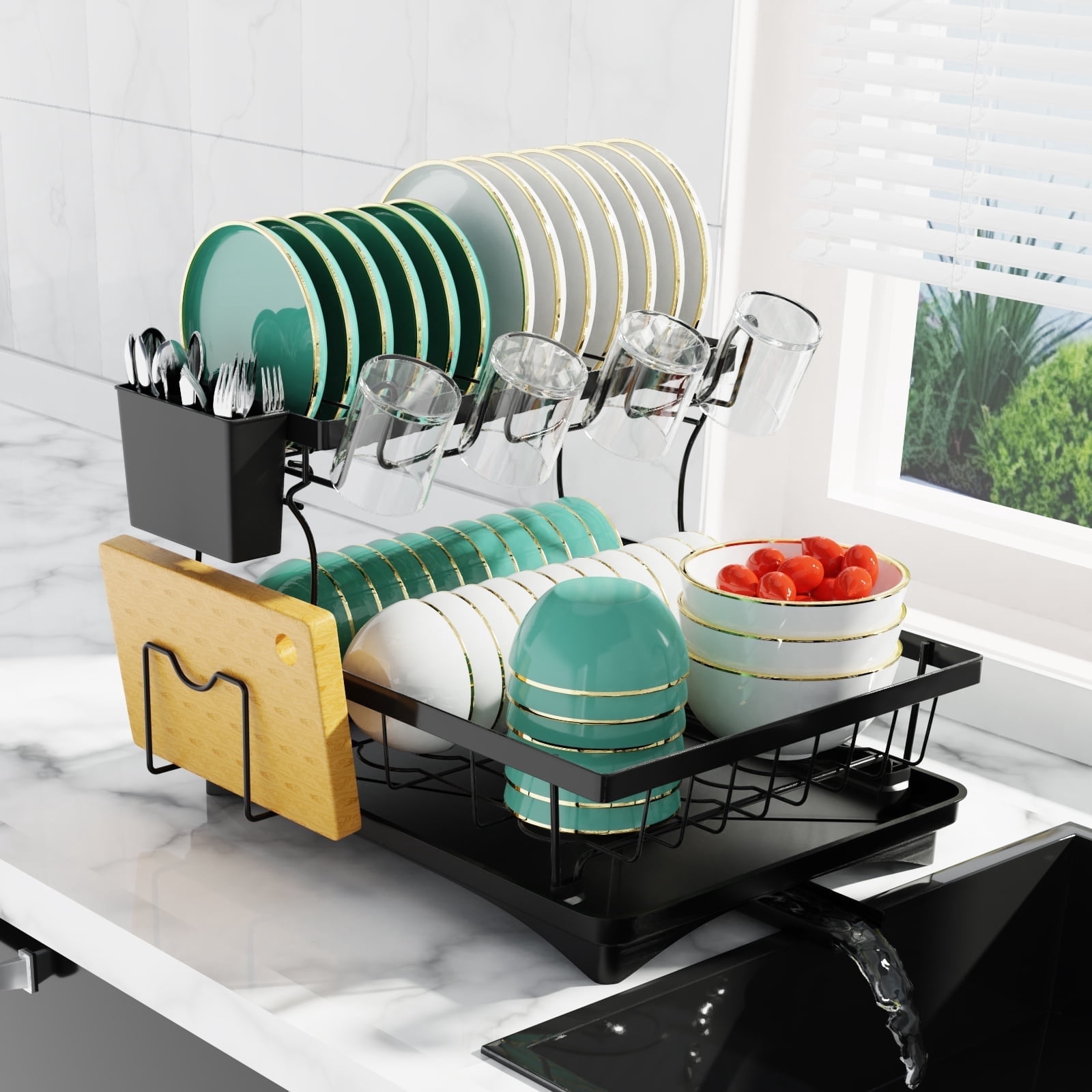 Detchanble Rack Large Dish Drying Rack for Kitchen Counter,Detachable Large Capacity ...