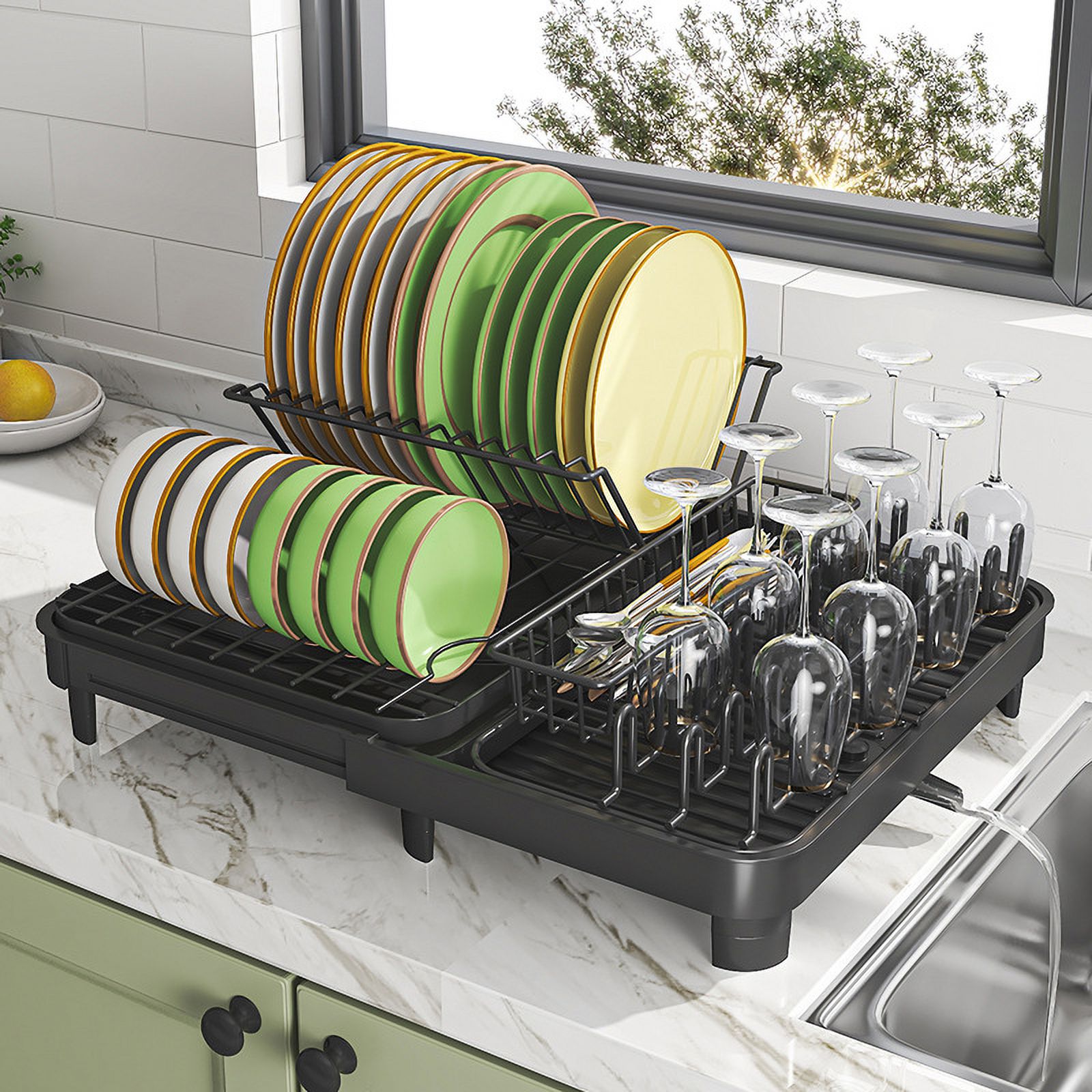 Dish Drying Rack, Mainstays Expandable Dish Rack with Utensil Holder