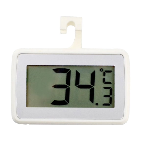 Large Display Digital Refrigerator Thermometer,,4°F to 230°F Temperature Monitor, Magnetic Back & Hanging Hook, Fahrenheit/Celsius Readings, White with Gray Face Sticker