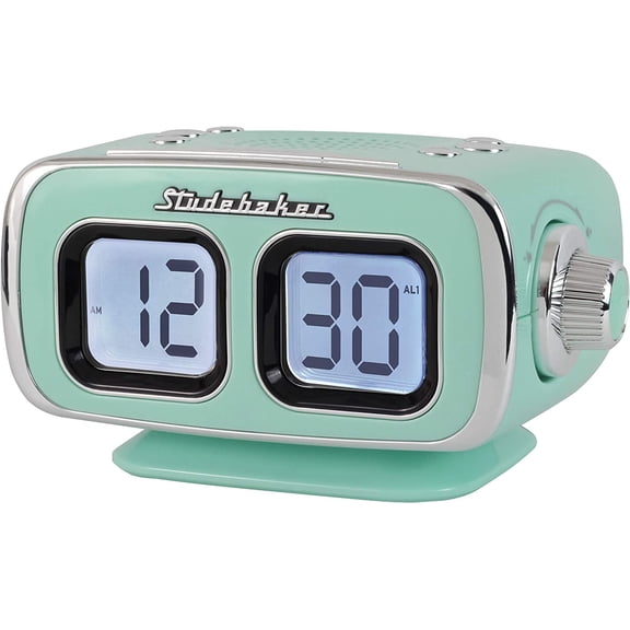 Large Display LCD AM/FM Retro Clock Radio USB Bluetooth Aux-in Bedroom Kitchen Counter Small Footprint (Teal)