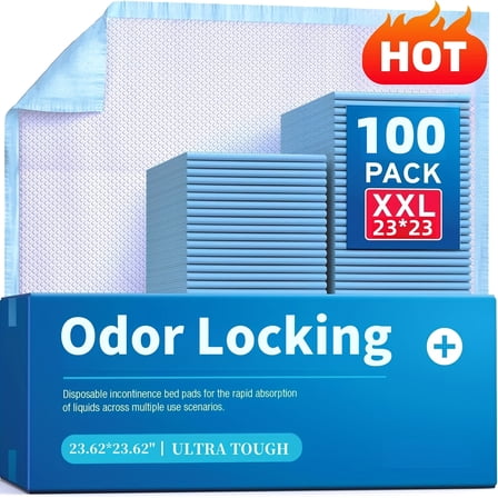 Large Disposable Adult Care Pads, 400-100pcs, 23.62*23.62 Inches, Bed Sheet Anti-soiling Replacement Pads, Super Shrink-resistant, Anti-soil And Leak-proof, Layered Design, Fast Absorption