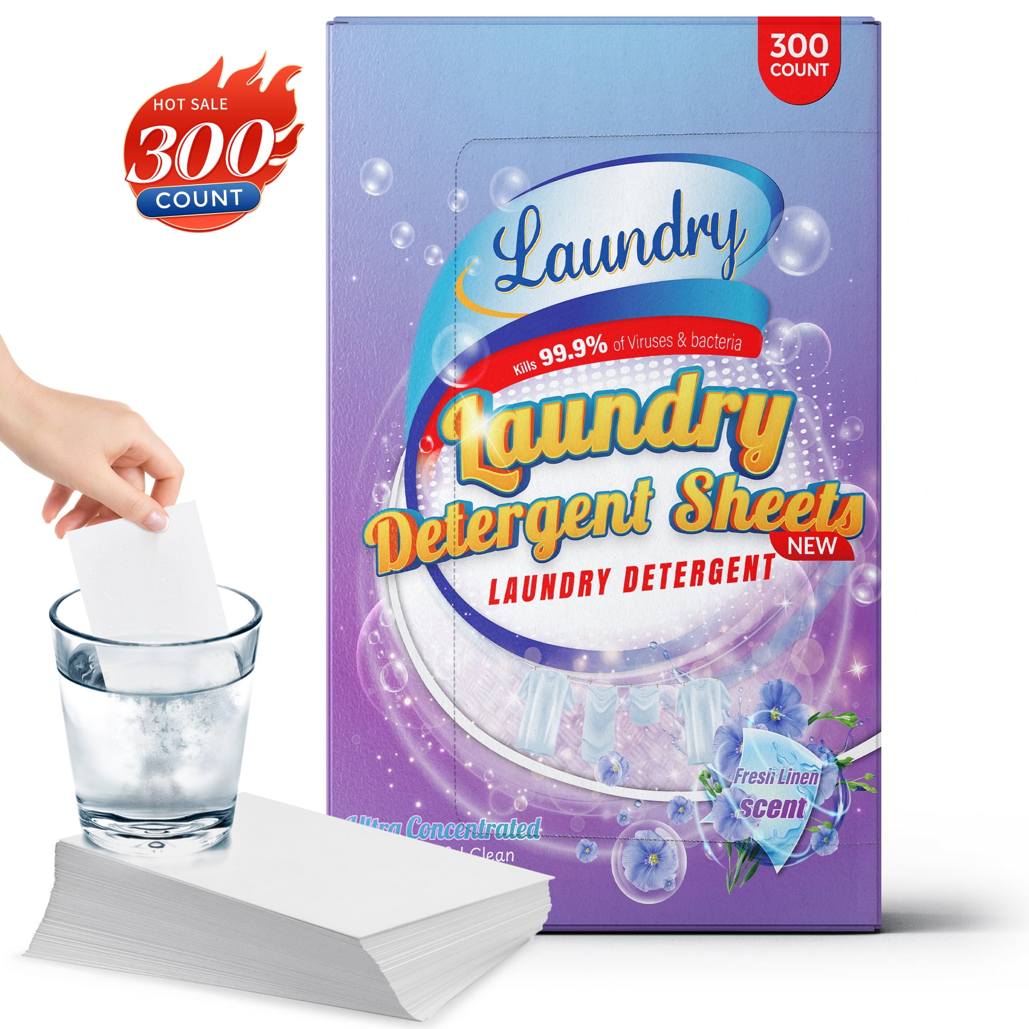 BIMZUC Laundry Detergent Sheets up to 1000 Loads, Fresh Linen Scent