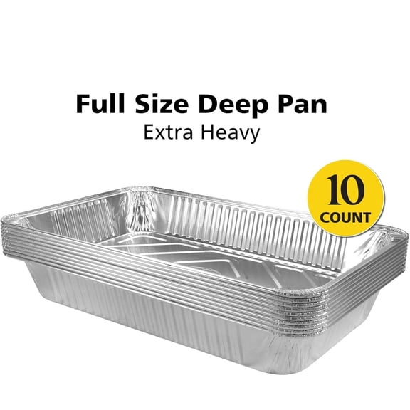 Large Disposable Roasting & Baking Pan, 21"x13" Deep Foil Pans (10 Pack) Extra Heavy Duty Chafing Trays for Hotels, Restaurants, Caterers, Steam Table, Buffets & Bakeware