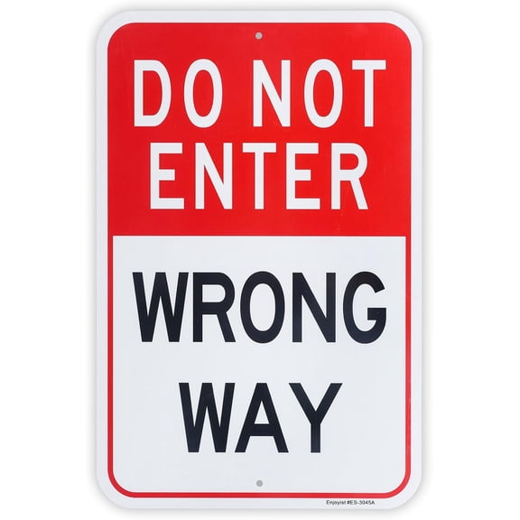 Large Do Not Enter Wrong Way Sign, 18" x 12".040 Rust Free Aluminum Reflective, UV Protected and Weatherproof