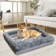 Large Dog Bed with Memory Foam - Waterproof Pet Couch with Non-Skid Bottom & Removable Cover, Orthopedic Support for Joint Pain 34.6" 26" 7.5" Light Gray