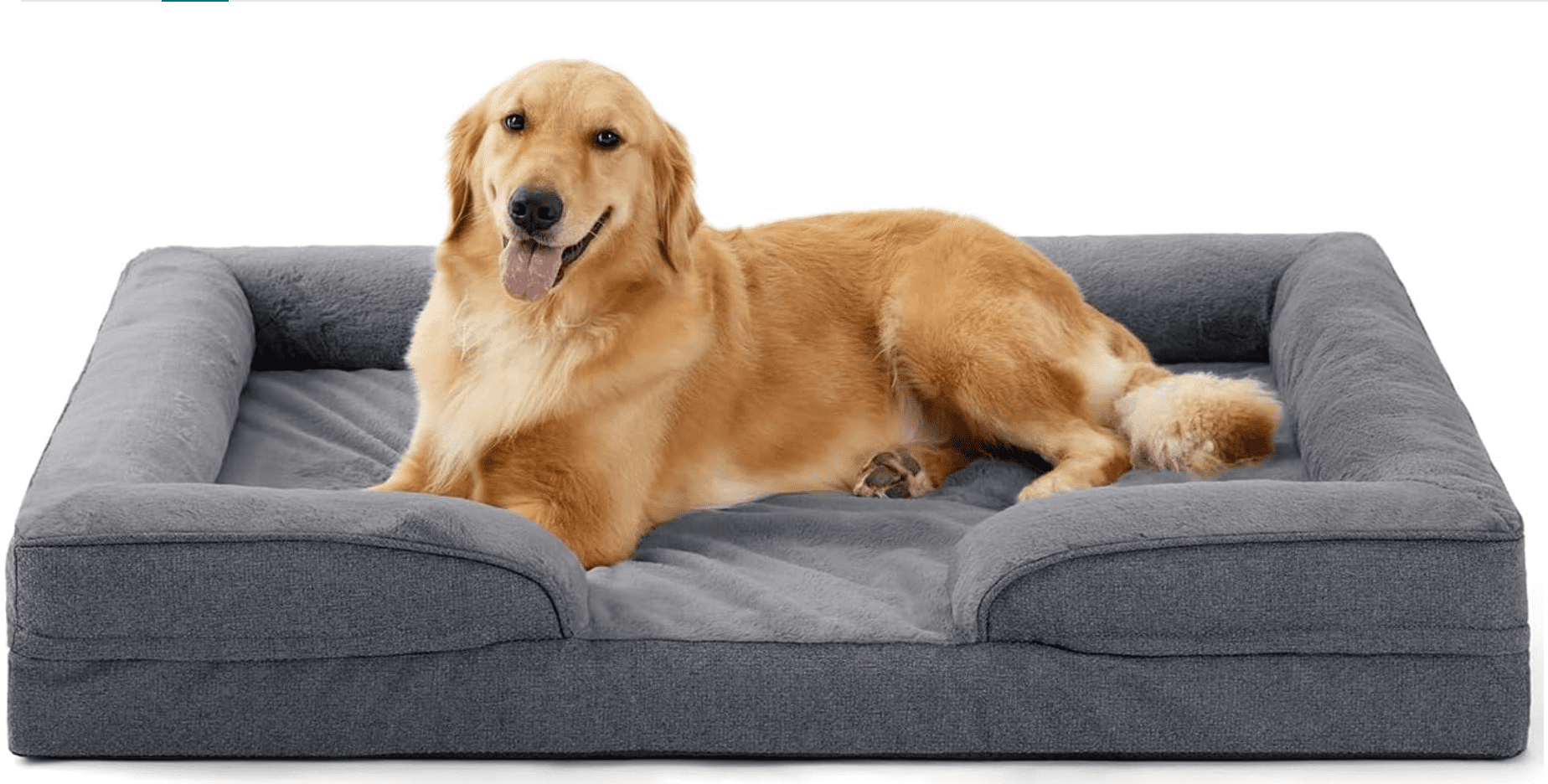 Large Dog Bed, Orthopedic Extra Large Dog Sofa Egg-Crate Foam 42" Pet Couch Bed with Washable Waterproof Cover,Gray
