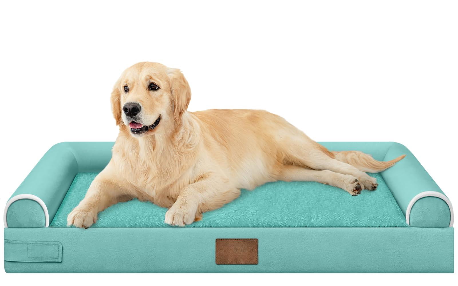 Large Dog Bed, Orthopedic Washable, Aqua Blue, 36.0"l X 27.0"w X 6.5"th