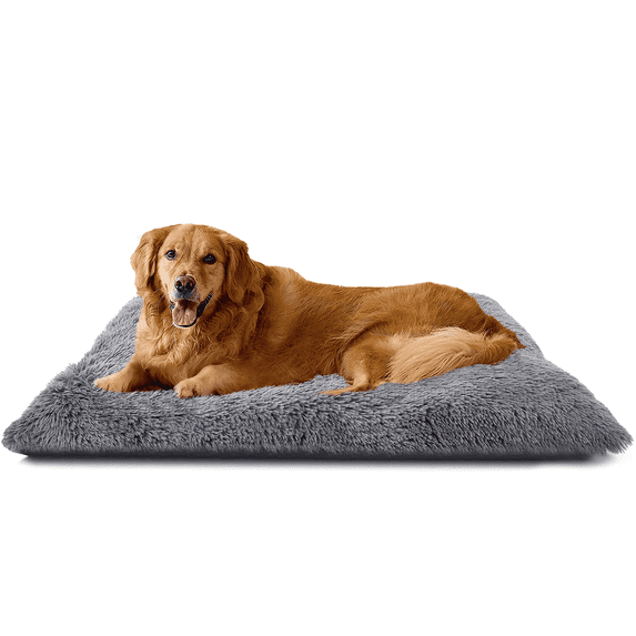 CshidWorld Large Dog Bed, Plush Dog Cage Bed with Non-Slip Bottom, Washable Dog Mat for Large and Medium Dogs, Supports up to 90 lbs, 43 x 30 Inches, Gray