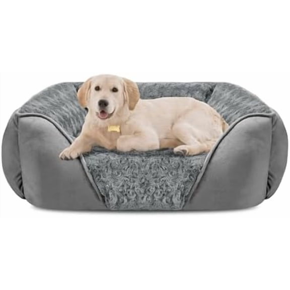 Large Dog Bed Rectangle Washable Orthopedic Soft Calming Sleeping Durable Pet Cuddler with Anti-Slip Bottom