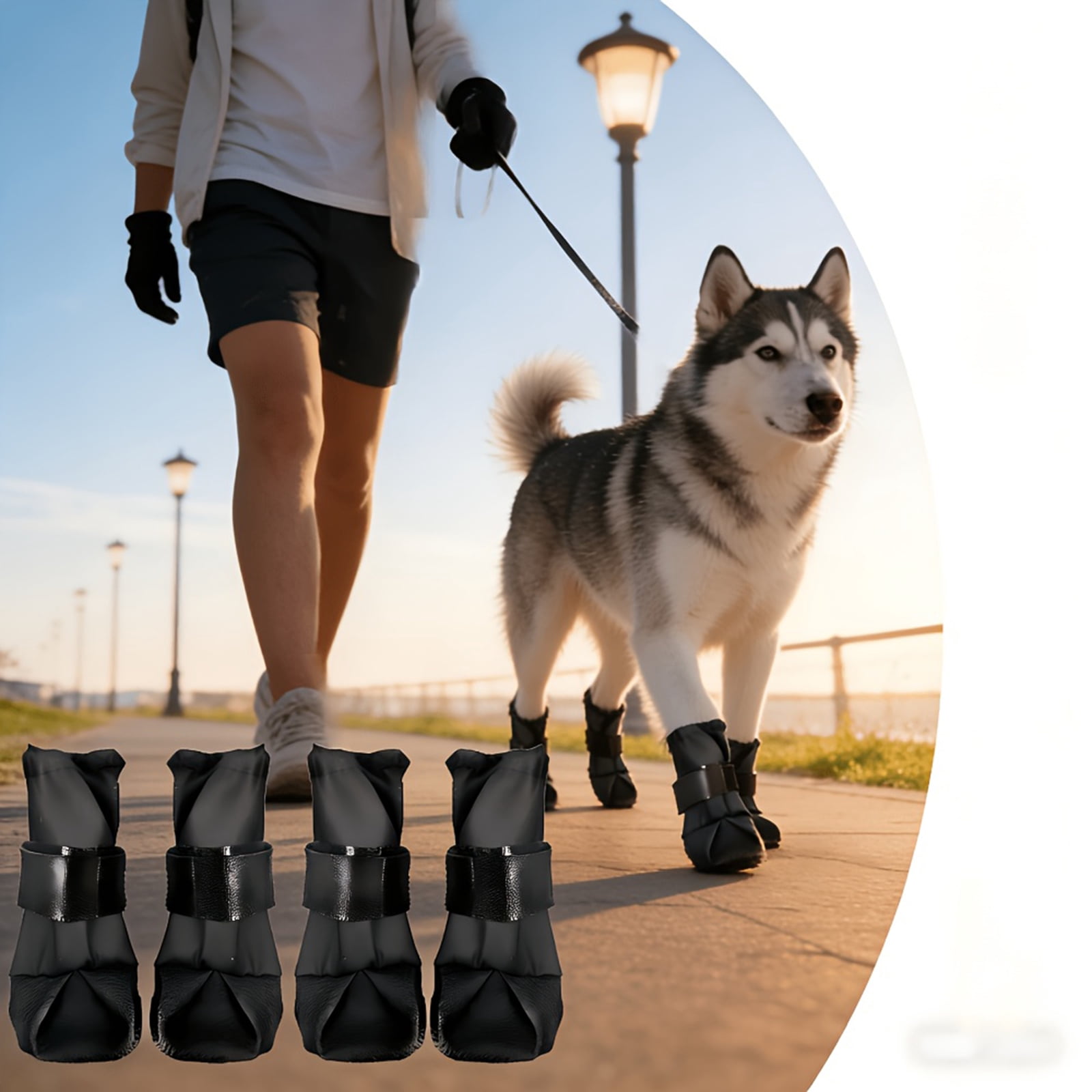Large Dog Boots with Adjustable Heavy Duty Straps and Non-Slip Soles, 4 ...