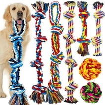 Large Dog Chew Toys for Aggressive Chewers, 12 Pack Indestructible Dog Rope Toys for Large Breeds, Heavy Duty Dental Cotton Rope Dog Toys, Puppy Teething Chew Toys, Tug of War Dog Toy