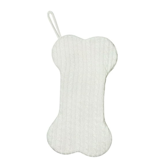 Large Dog Christmas Stocking, 16.14 Inch Bone Shaped Knit Pet Stocking for Hanging on Fireplace, Festive Xmas Holiday Decorations and Gift for Puppy, Cats and All Pets, Soft Polyester Fabric