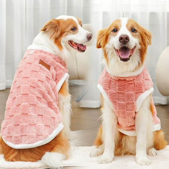 Large Dog Clothes, New Arrival Plush and Fleece Outerwear for Big Breeds, Warm Winter Fashion for Golden Retrievers and Large Cats. Pink 3XL