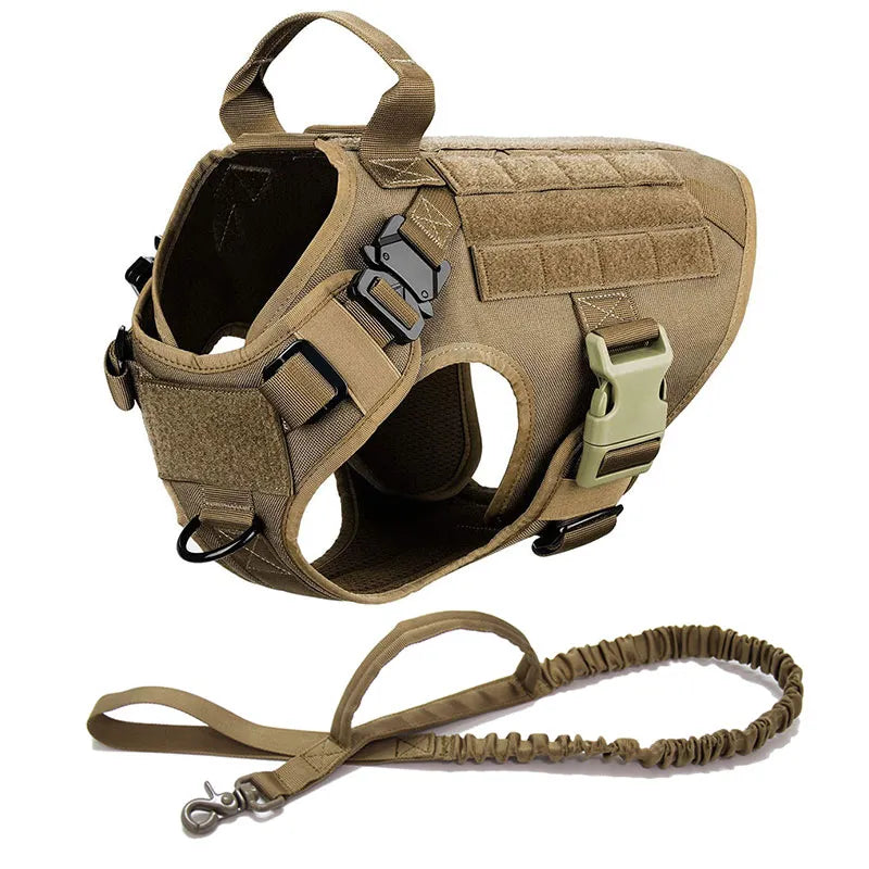 Large Dog Collar Military Dog Harness And Leash Set Pet Training Vest Tactical German Shepherd