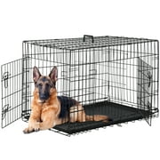 Large Dog Crate for Large Dogs, XL 42 inch Dog Cage with Divider and Double Door for large Medium Small Dogs ,Indoor Outdoor Folding Wire Pet Dog Kennel with Tray and Handle,Black