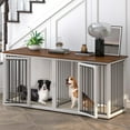 thumbnail image 1 of Large Dog Crate Furniture for 2 Dogs, 71.6'' Steel Frame Dog Crate with Double Doors, Heavy Sturdy Dog Kennel for Small Medium Large Dog, Indoor Double Dog Cage, White, 1 of 7
