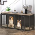 Large Dog Crate Furniture for 2 Dogs, 71.6'' Steel Frame Dog Crate with