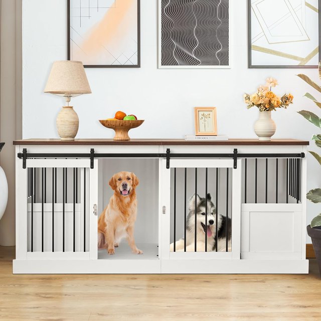 Large Dog Crate Furniture for 2 Dogs 71 inches Decorative Indoor Dog