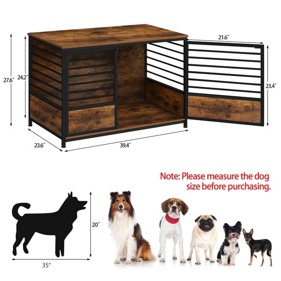 Large Dog Crate Furniture 39 Inch Heavy Duty Dog Cage Wooden Dog Cage with Storage Side Table Suitable for living room Bedroom