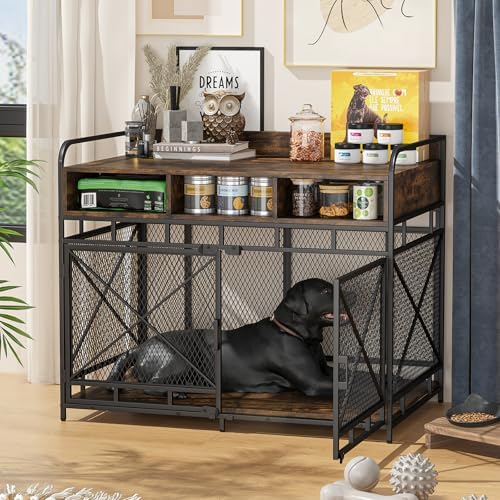 Large Dog Crate Furniture, 42 Inch Heavy Duty Dog Crate with Drawers ... - Large Dog Crate For Big Living Room