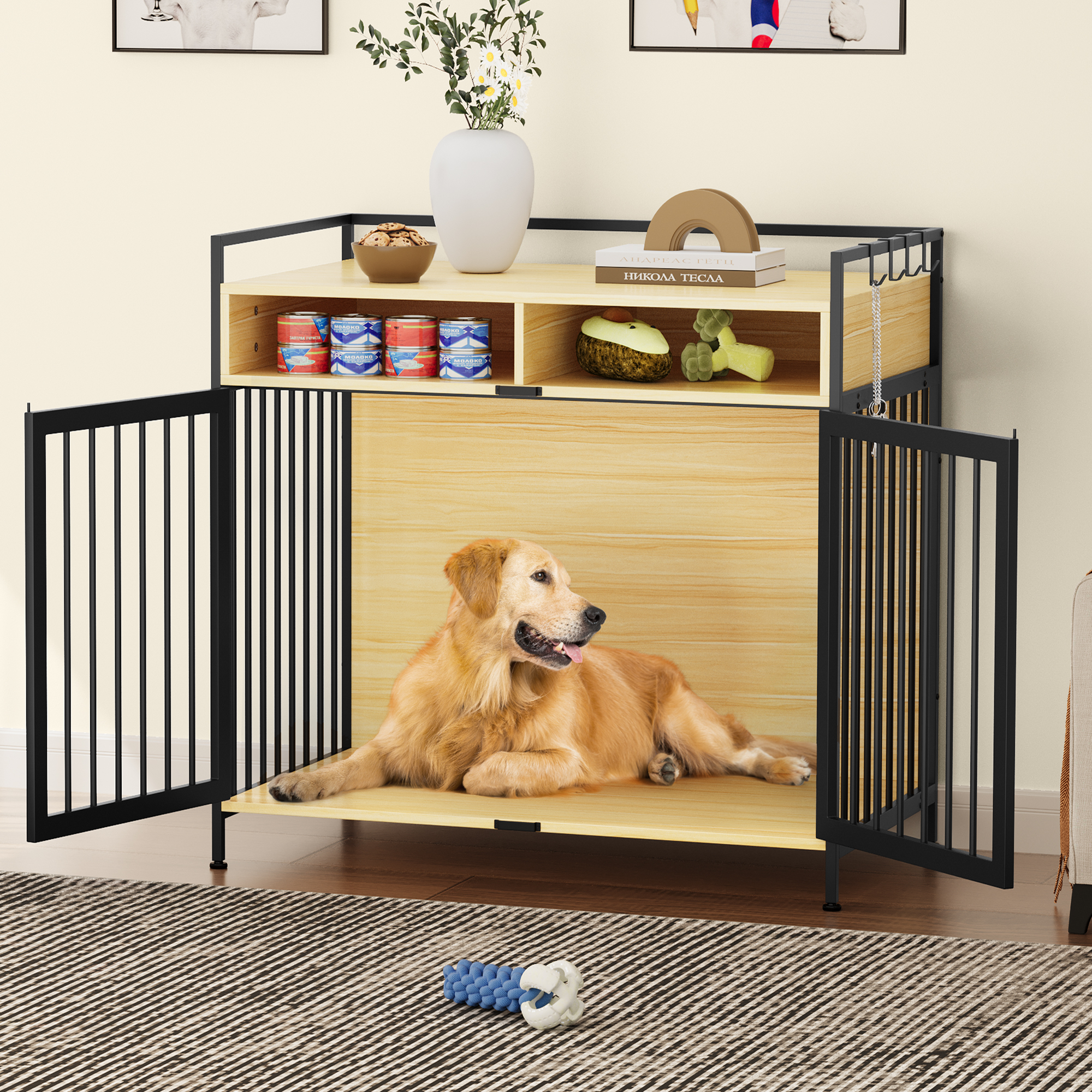 Snapshot of Dog Crate Coat Hooks With Storage