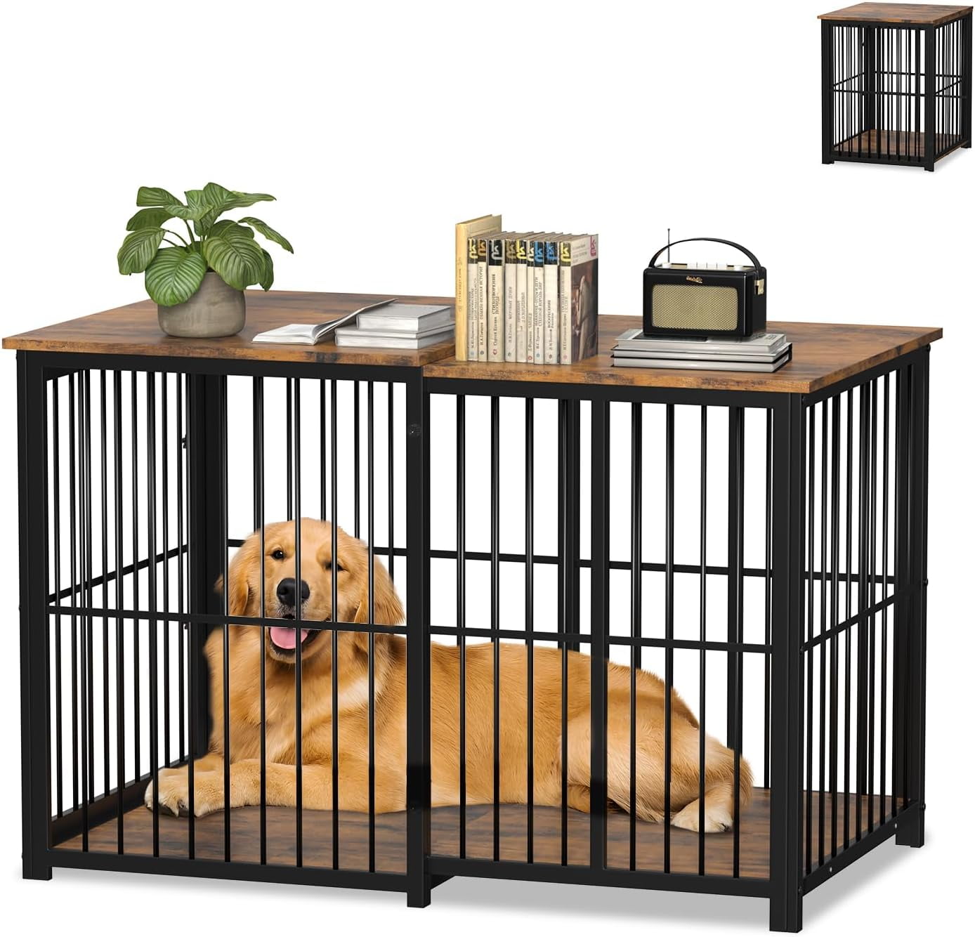 Picture of Large Dog Crate Furniture for Large Dogs, Retractable Dog Kennel ...