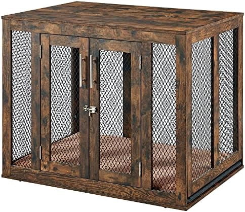 Large Dog Crate Furniture with Tray 38 inch, Wooden Kennel Pet House ... - Beautiful Decorative Dog Crates For Rustic Homes