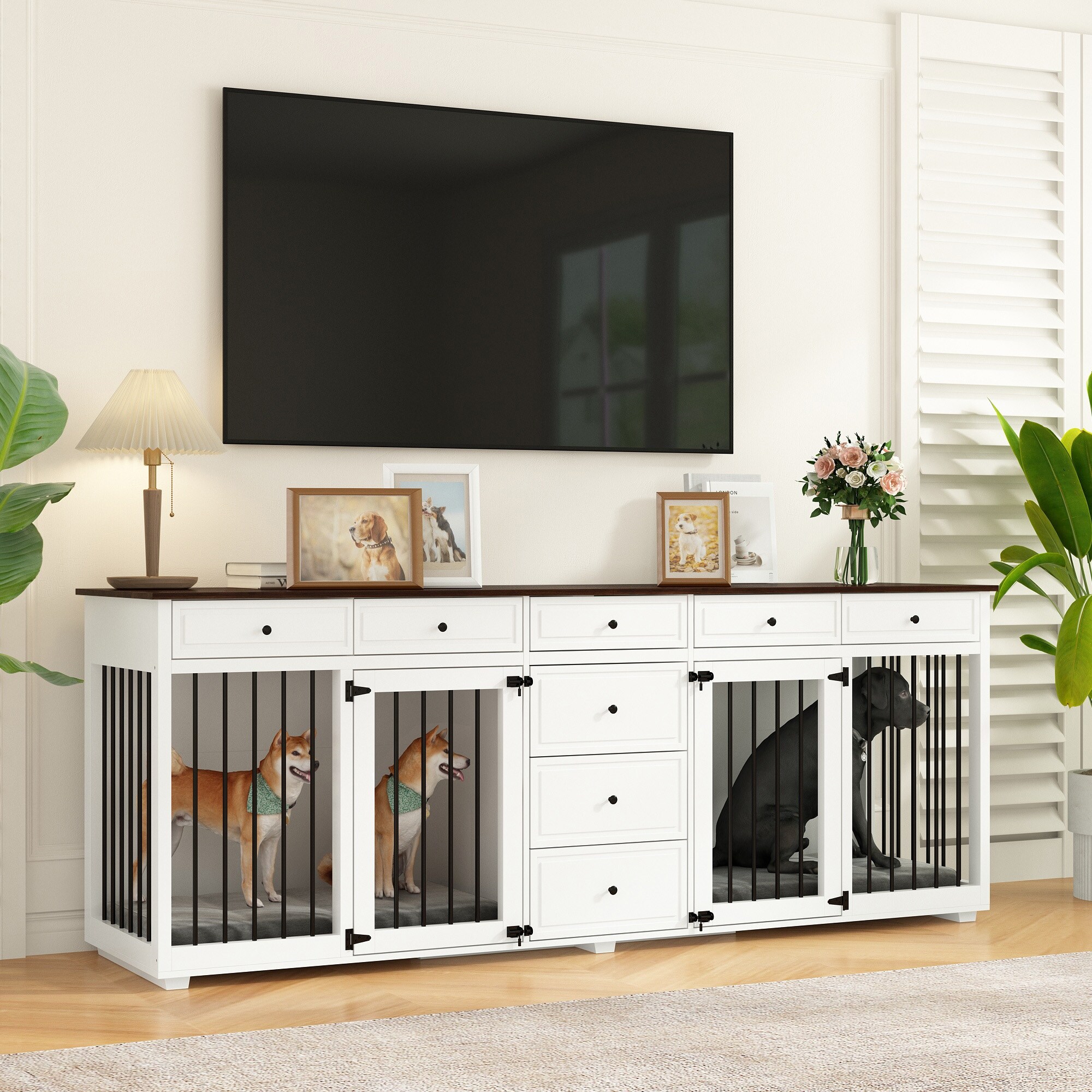 Large Dog Crate Furniture Wooden Dog Crate TV Stand 89