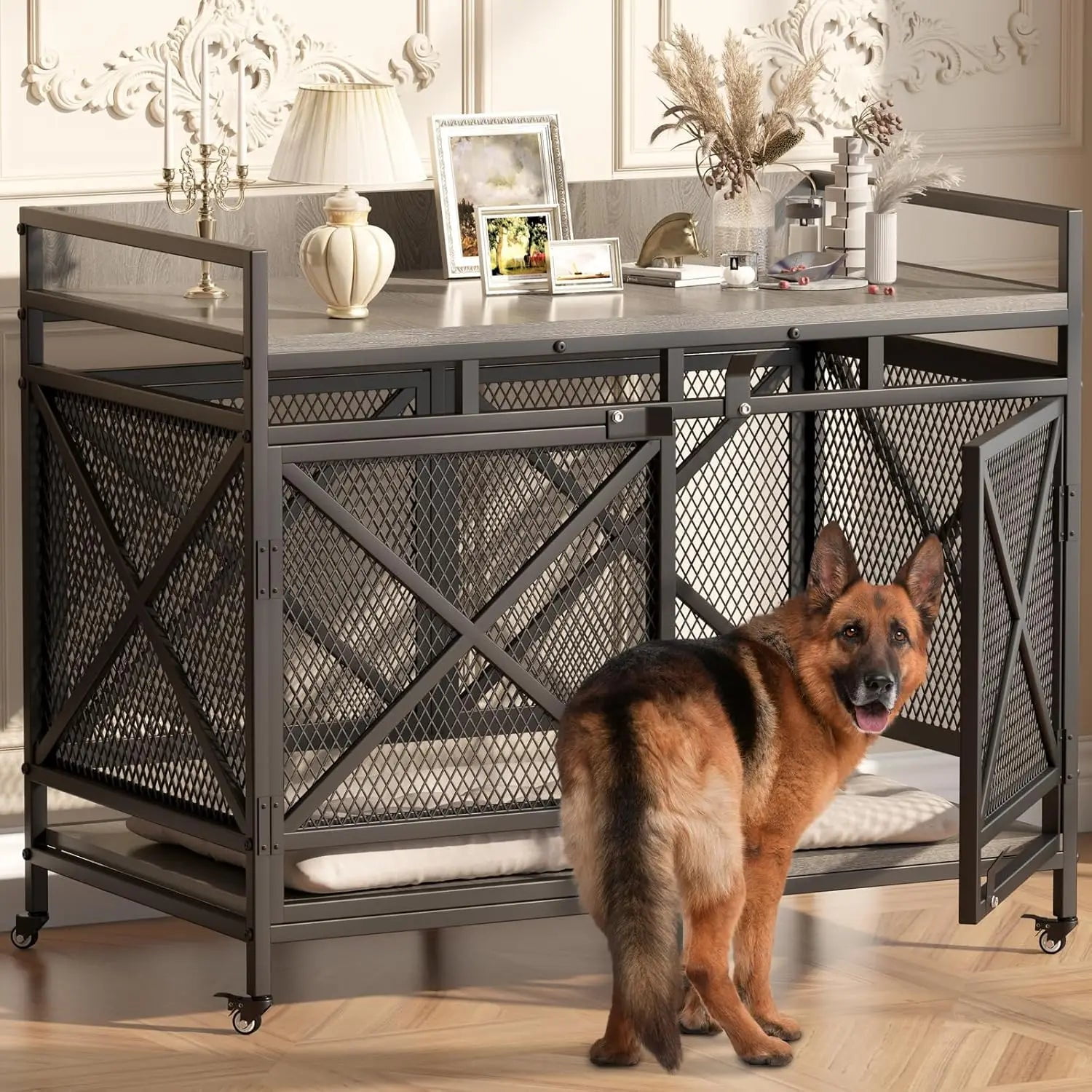 Large Dog Crate Furniture, Wooden Dog Kennel for Dogs,Heavy Duty Dogs